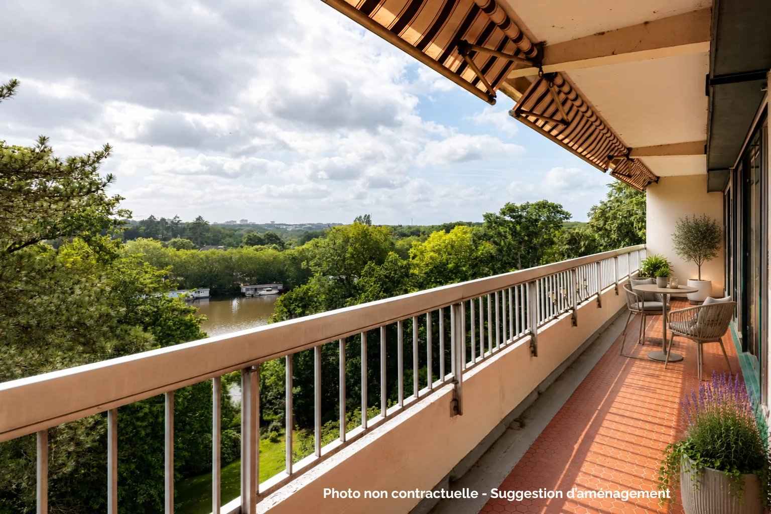 Appartement Nantes balcon vue Erdre 