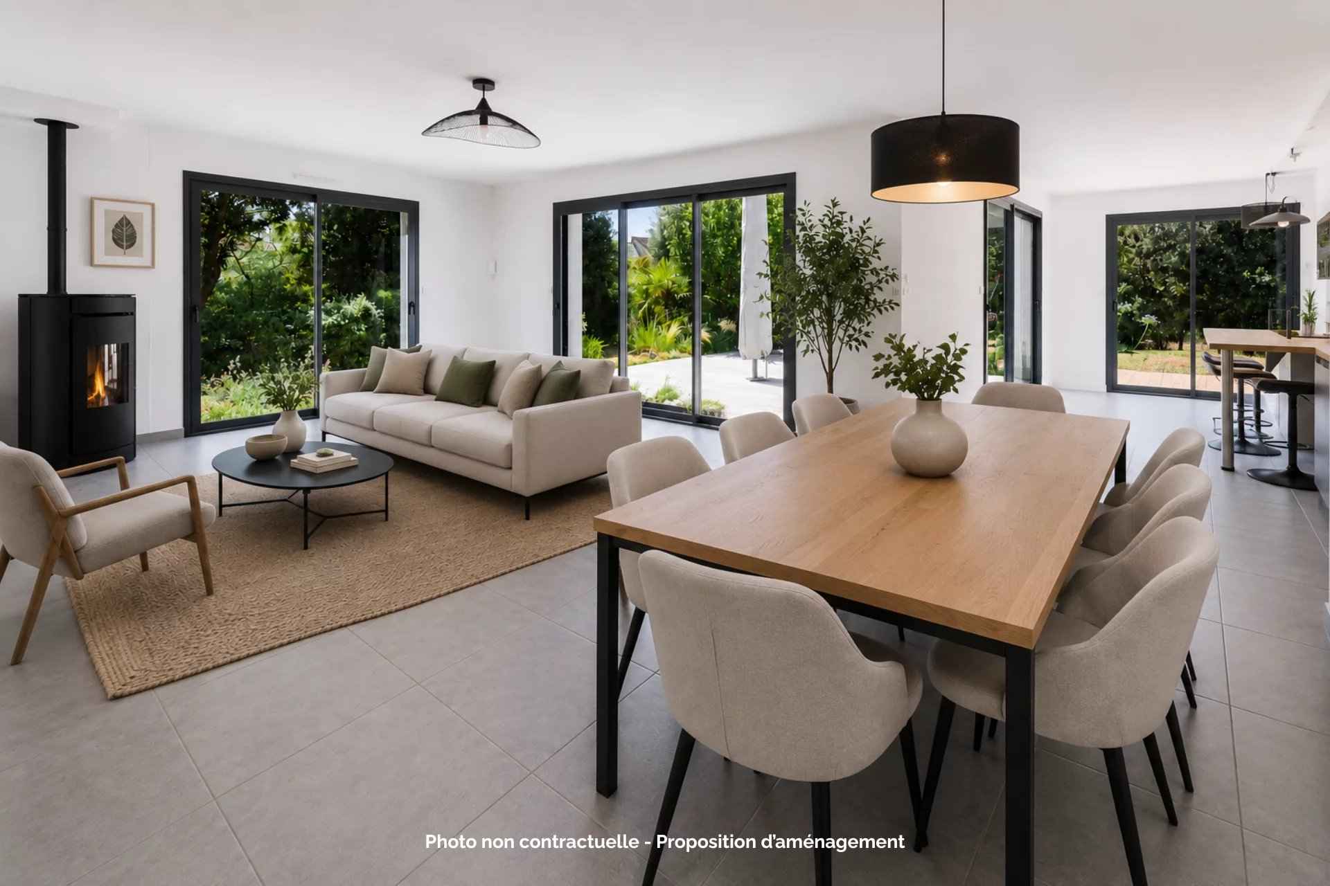 Grand salon avec poële Pornichet